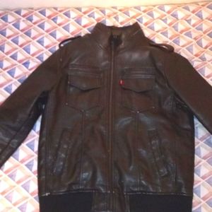 Leather hoodless jacket. Brand: Levi Size: Medium Color: black